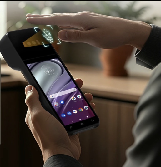 A hand held over a PalmX reader